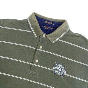 Tommy Hilfiger Golf Mens Olive Green Striped Polo Kissimmee Bay Country Club XL